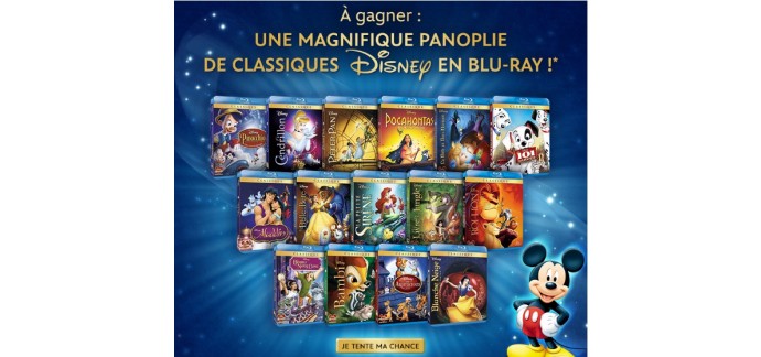 Disney: Collection de 15 bluray de classiques disney à gagner