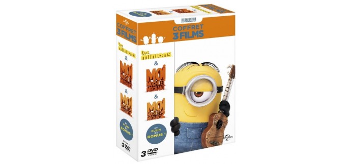 Amazon: Coffret DVD 3 films : Les Minions + Moi, Moche et Méchant 1 et 2 à 16,99€