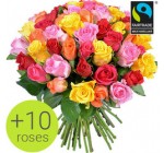 Aquarelle: 10 roses offertes sur le bouquet Arlequin