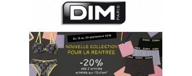 DIM: -20% dès 2 articles du rayon Enfant achetés