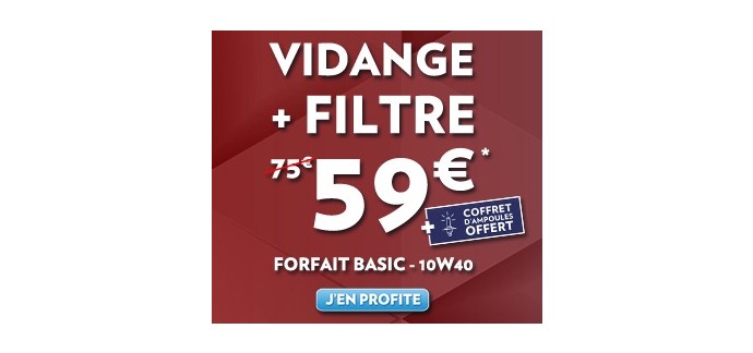 Speedy: Forfait entretien auto : Vidange + Filtre - 10W40 + ampoules offertes pour 59€