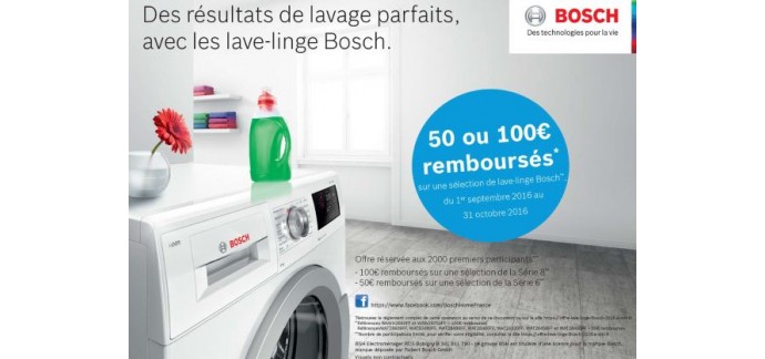 Bosch: 50 et 100 € remboursés sur une sélection de lave-linge