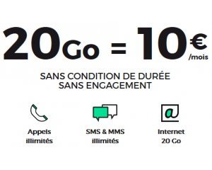 SFR: Forfait mobile tout illimité + 20Go d'Internet 4G à 10€/mois à vie