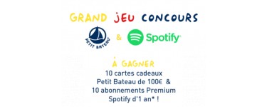 Petit Bateau: 10 cartes cadeau de 100€ & 10 abonnements d'un an à Spotify Premium à gagner
