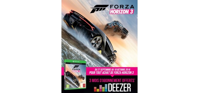 Cdiscount: 3 mois d'abonnement à Deezer offerts + le jeu Xbox One Forza Horizon 3 pour 49€
