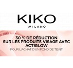 Kiko: -30% sur les produits visage Actiglow pour l'achat d'un fond de teint
