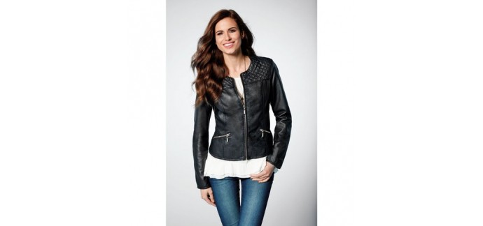 3 Suisses: La veste noire cintrée pour femme immitation cuir à 12,99 € au lieu de 57,99 €