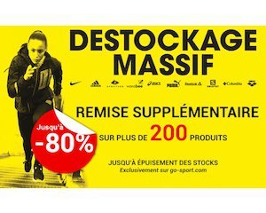 Go Sport: Déstockage Go Sport : Jusqu'à -80% sur une sélection d'articles