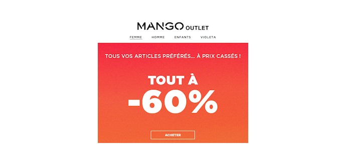 Mango: 60% de réduction sur tout l'Outlet
