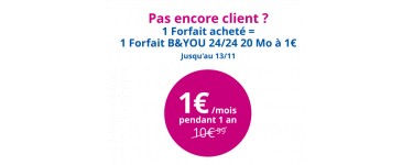 Bouygues Telecom: Nouveaux clients, 1 souscription à un forfait = 1 forfait 24/24 20Mo à 1€ / mois