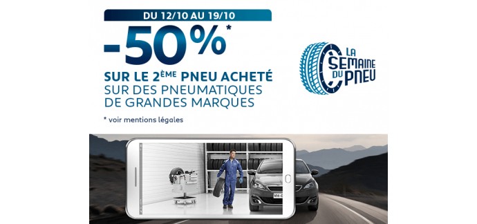 Peugeot: -50% sur le deuxième pneumatique toute marque acheté