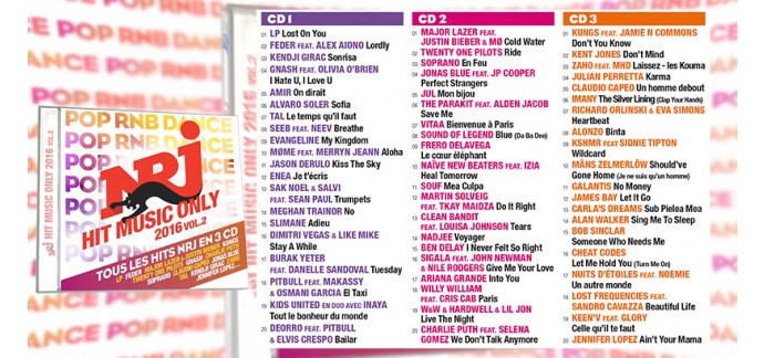 NRJ: 60 compilations CD "NRJ Hit Music Only 2016 vol.2" en jeu par tirage au sort