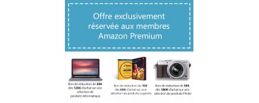 Amazon: [Membres premium] Téléchargez une photo & obtenez 3 bons d'achat jusqu'à -30€