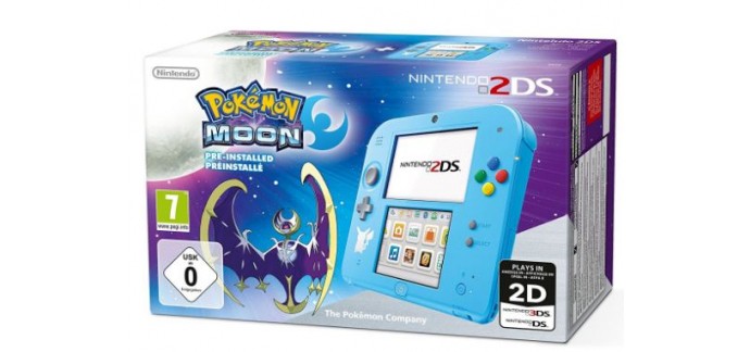 Amazon: - 10€ sur la Nintendo 2DS édition speciale bleu + Pokémon Lune Préinstallé