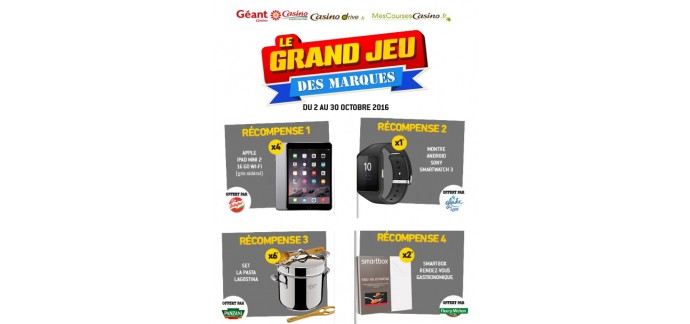 Géant Casino: Apple iPad Mini 2, Sony SmartWatch, set cuisine, Smartbox à gagner
