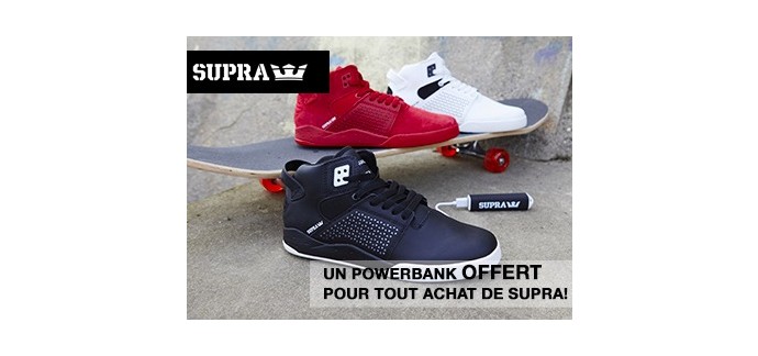 Courir: 1 batterie Powerbank offerte pour l'achat d'une paire de chaussure Supra
