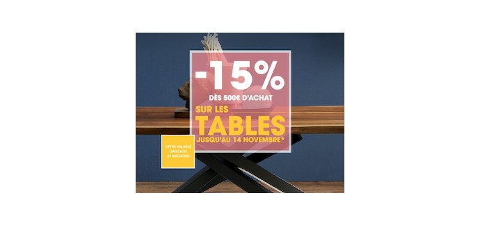 4 Pieds: -15% dès 500€ d'achat sur les tables