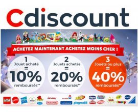 Cdiscount: 1 jouet acheté = 10% remboursés, 2 jouets = 20% et 3 jouets et + = 40%