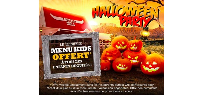 Buffalo Grill: 1 menu Kids offert pour tous les enfants déguisés
