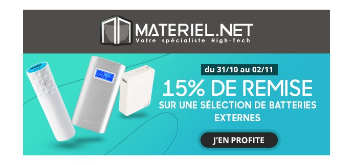 Materiel.net: Gardez de l'énergie avec -15% sur toutes les batteries externes