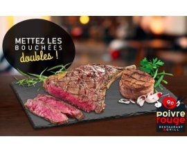 Groupon: Pour 1€, une grillade de bœuf offerte pour une achetée chez Poivre Rouge
