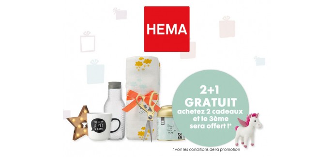 HEMA: [Idées de cadeaux de Noël 2016] 2 articles achetés = un 3ème offert