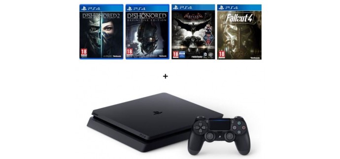 Cdiscount: PS4 Slim 500Go + 4 jeux (Dishonored 1 & 2 + Batman + Fallout 4) à 319,99€