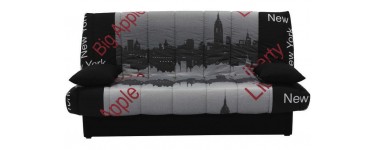 Conforama: Banquette-lit clic-clac MAMA motif NEW YORK à 179,99€ 