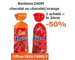 IKEA: Bonbons DAIM 1 acheté = le 2ème au choix à -50%