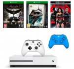 Cdiscount: Xbox One S 500Go + 2 jeux Batman + 1 Blu Ray 4K + 2e manette Bleue à 307,74€