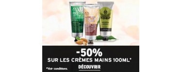 The Body Shop:  -50% sur les Crèmes mains 100ml