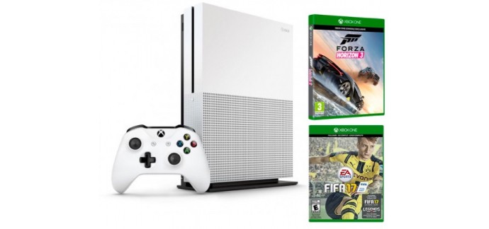 Micromania: Pack Xbox One S 500 Go + 2 jeux (FIFA17 et Forza Horizon 3) à 299,99€