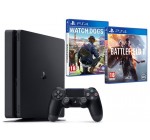 Amazon: Pack PS4 Slim 500 Go + 2 jeux (Battlefield 1 + Watch Dogs 2) à 299,99€