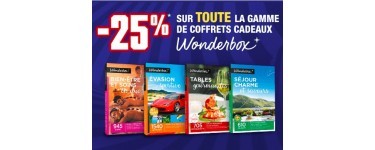 Auchan: 25% de réduction sur tous les coffrets cadeaux Wonderbox