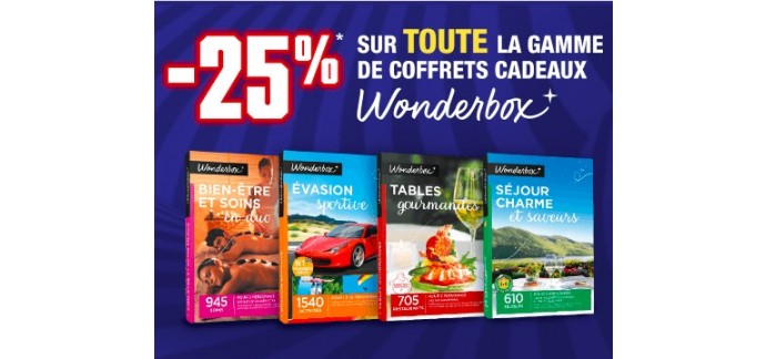 Auchan: 25% de réduction sur tous les coffrets cadeaux Wonderbox