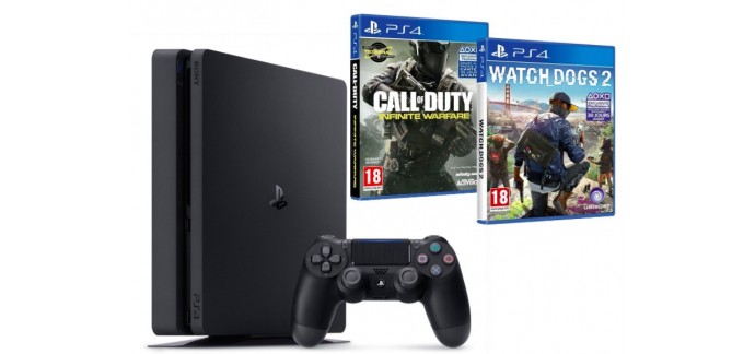 Amazon: Pack PS4 Slim 500Go + Watch Dogs 2 et Call of Duty : Infinite Warfare) à 299,99€