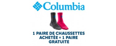 Columbia: 1 paire de chaussettes Columbia achetée = 1 paire gratuite