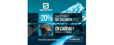 Glisshop: 20% de rabais sur tous les packs ski Salomon 2017 + un casque B-FUN Bollé offert