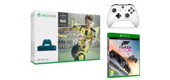 Micromania: Console Xbox One S 500 Go + FIFA17 + Forza Horizon 3 + 2e manette à 299,99€
