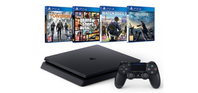 Amazon: Pack PS4 Slim + Final Fantasy XV + Watch Dogs 2 + GTA V + The Division à 349,99€