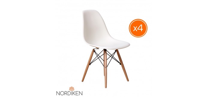 Brico Privé: Les 4 chaises blanches Nordiken au style scandinave à 145,95€ à la place de 430€