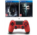 Cdiscount: Manette PS4 Rouge + Dishonored 2 + Dishonored Definitive Edition à 74,99€