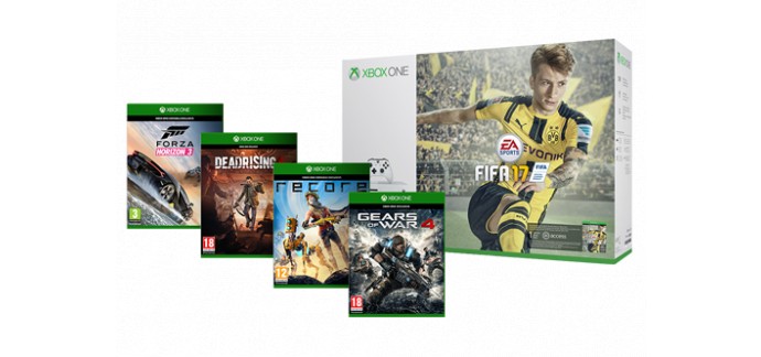 Microsoft: Offre Flash : Pack Xbox One S 500Go Fifa 17 + GoW4 et 3 autres jeux