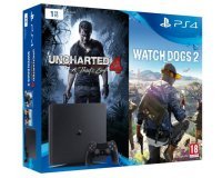 Auchan: Pack Console PS4 Slim 1To + 2 jeux (Uncharted 4 et Watch dogs 2) à 299,99€