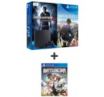 Auchan: Console PS4 Slim 1To + 3 jeux (Uncharted 4, Watch dogs 2 & Battleborn) à 299,99€