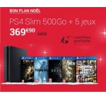 Fnac: PS4 Slim 500 + 5 jeux (Fallout 4, GTA V, Tomb Raider, Deux EX, Skyrim) à 369,90€