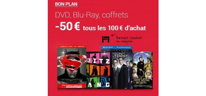 Fnac: 50€ de remise tous les 100€ d'achat sur les DVD, Blu-ray et coffrets