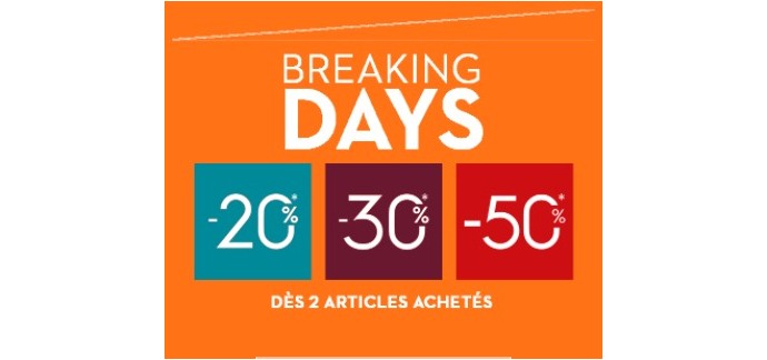 Brice: Breaking Days : -20% sur votre 1er article, -25% sur le 2e et -30% sur le 3e