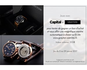 Capital: 5 bons d'achat Grayton-watches.fr de 300€ à gagner