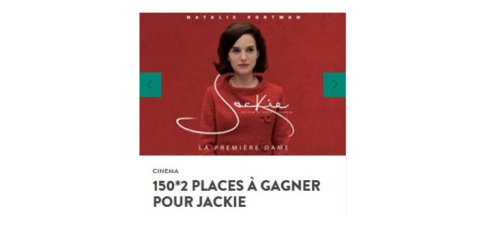 RATP: 150 lots de deux places de cinéma pour aller voir le film "Jackie" à gagner